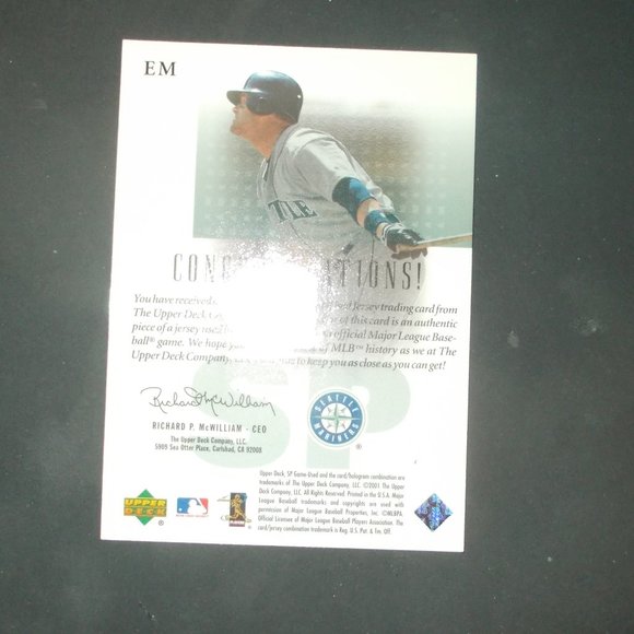 2001 Upper Deck SP Edgar Martinez Relic Card Seattle Mariners MLB - Picture 2 of 2